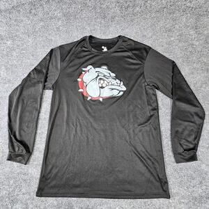 Badger Long Sleeve  shirt Bull Dog Logo Mens Size Medium Black Polyester Fabric